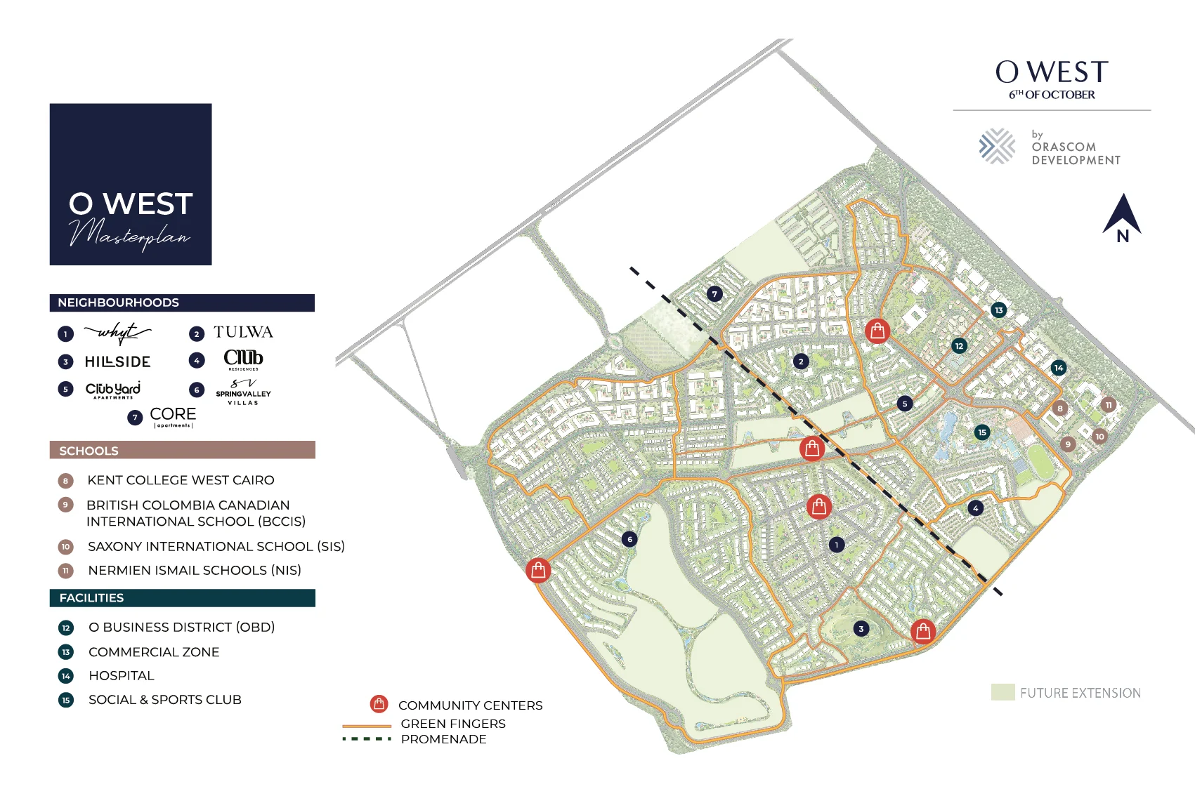 O West overall master plan showing amenities