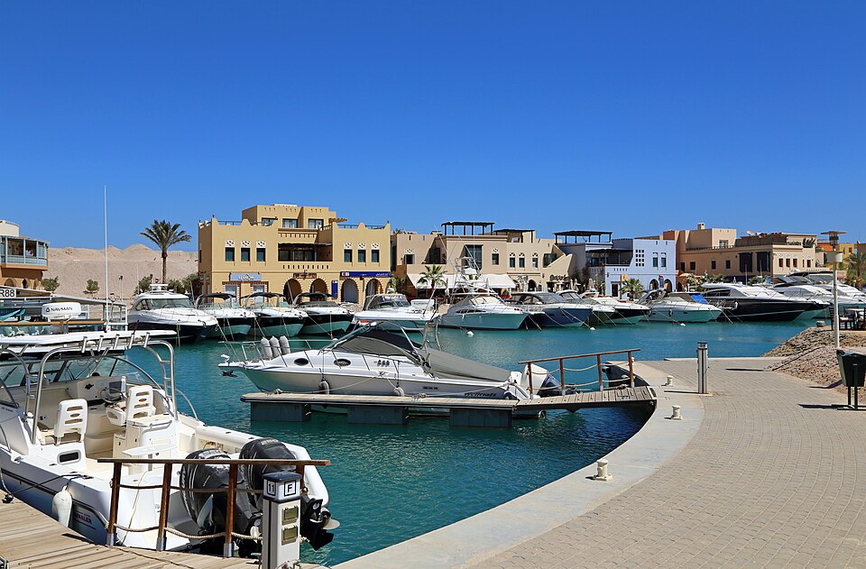 Yachts and waterfront architecture at Abu Tig Marina, El Gouna, Egypt