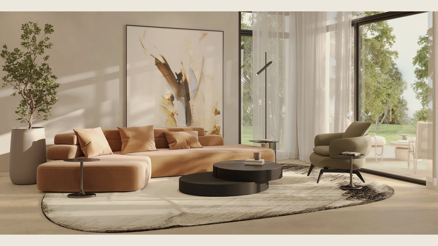 O Views warm contemporary interior