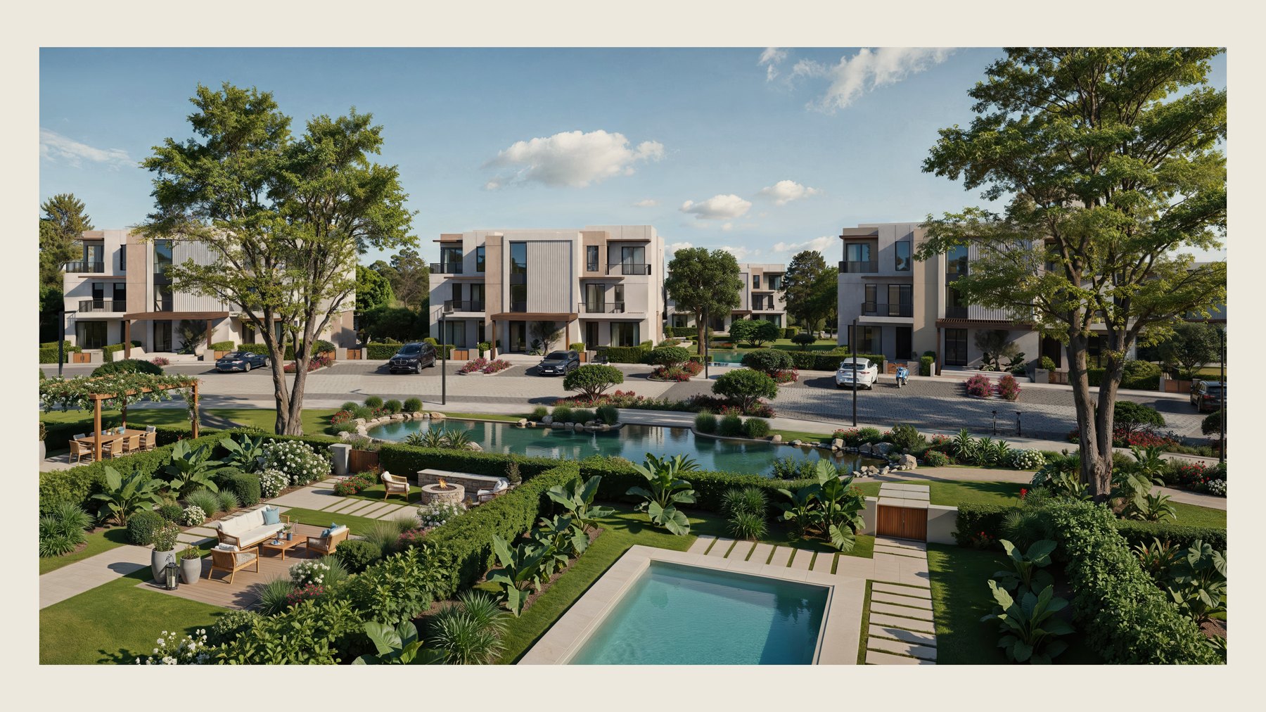O Views landscaped residences and water features