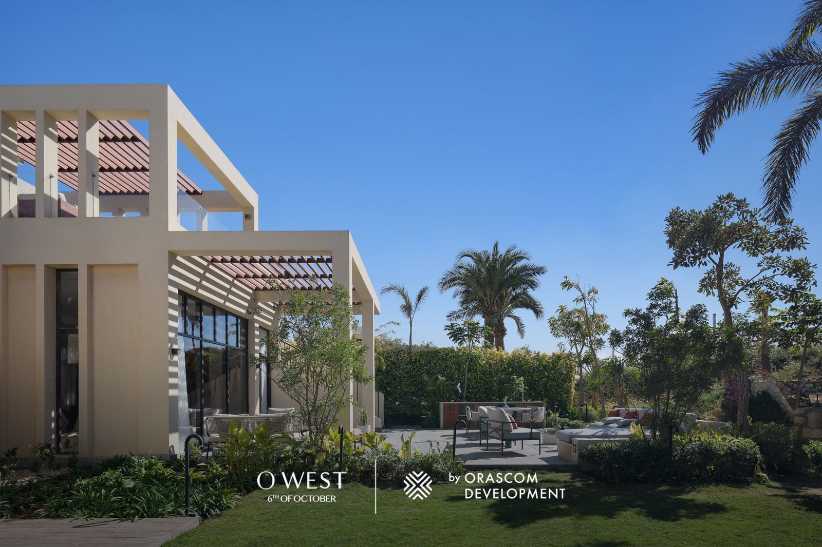 Completed O West villa and landscaped garden